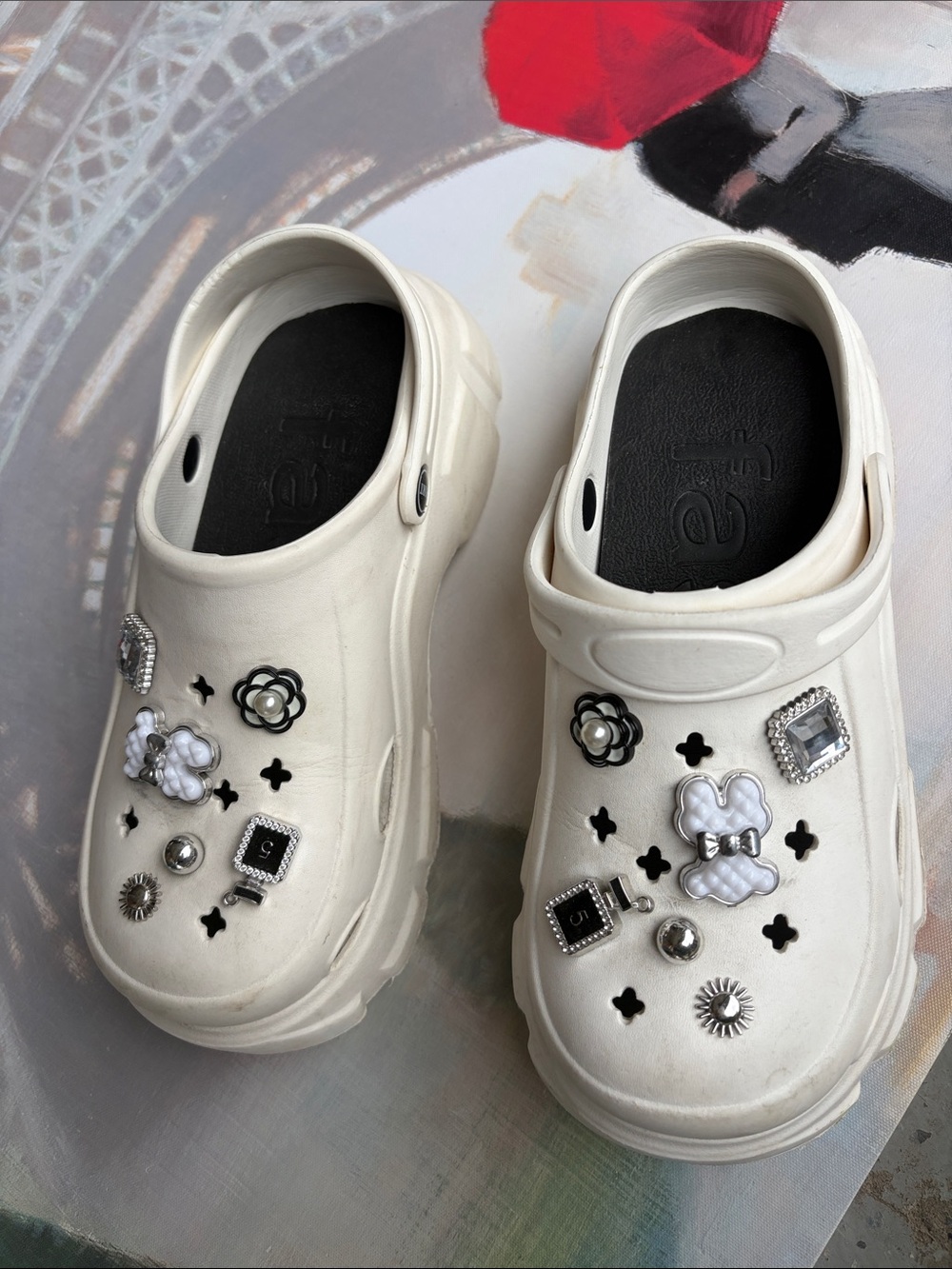 White Embellished Clog Slip-Ons